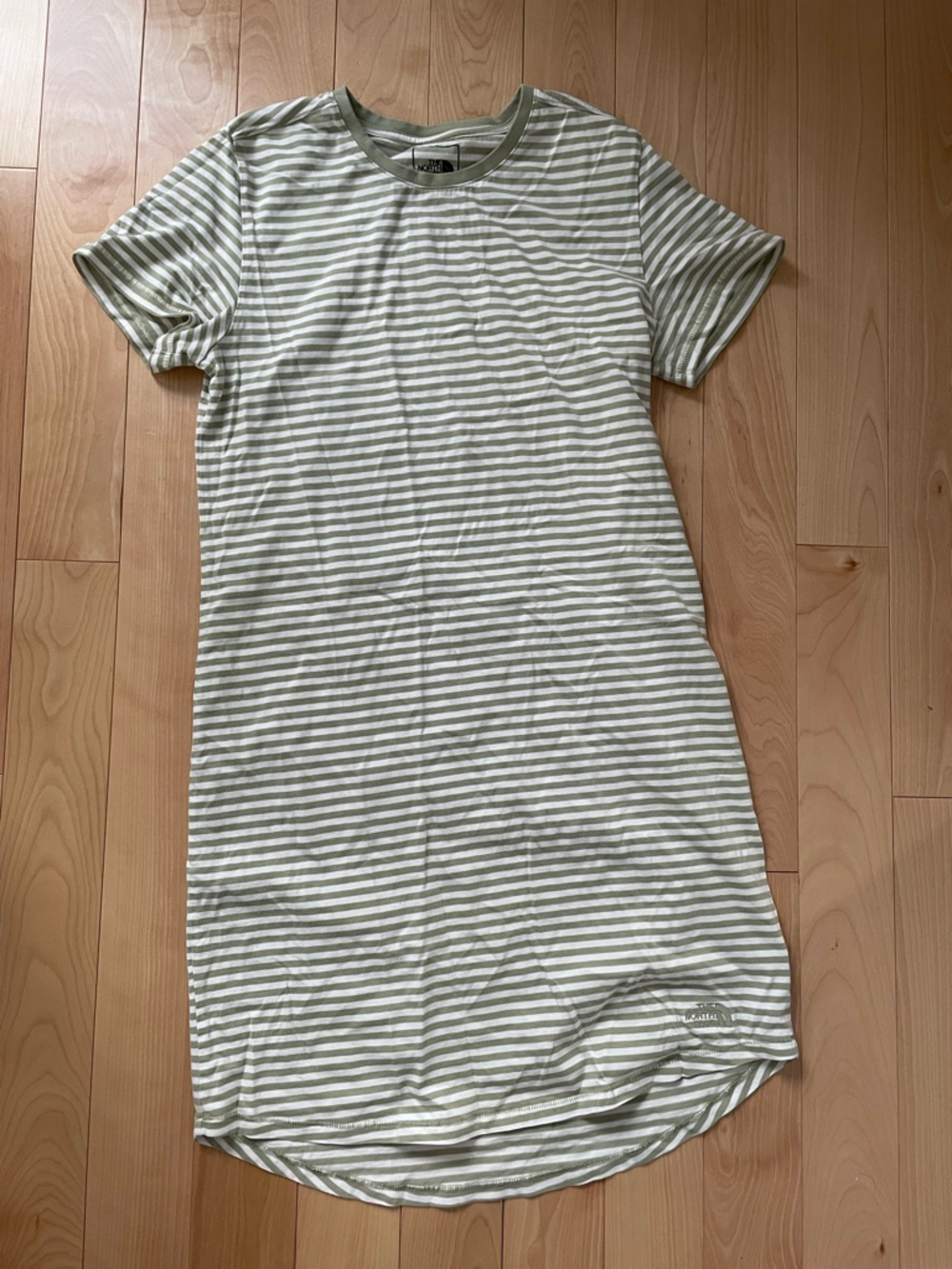 The North Face Green and White Striped Women's T-Shirt Dress
